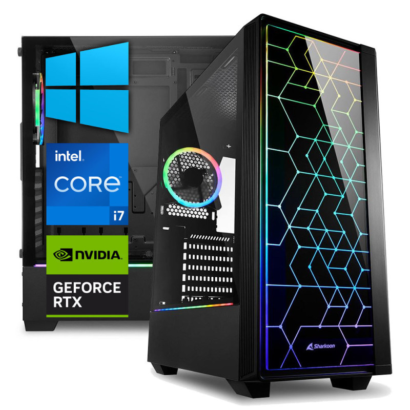 PC gaming Sharkoon RGB con processore Intel Core i7 e scheda video NVIDIA GeForce RTX