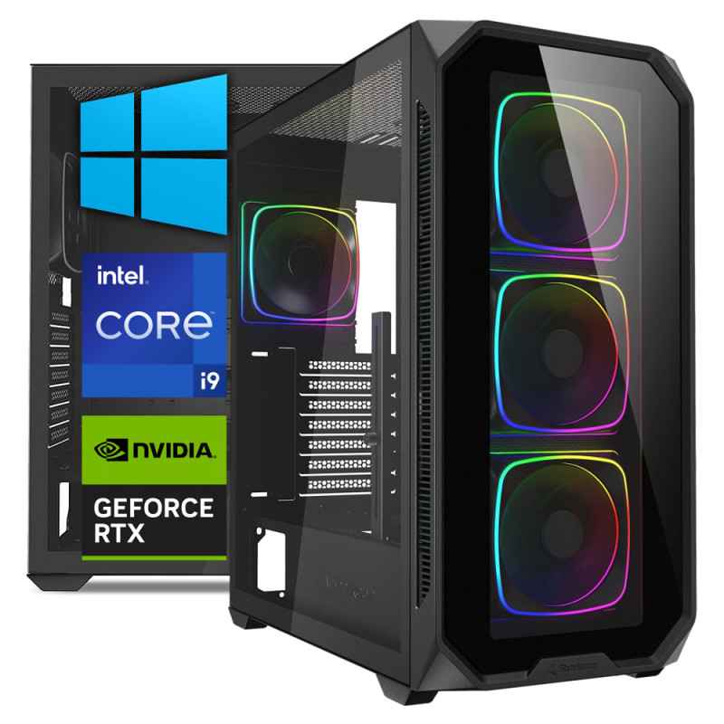 PC gaming Sharkoon AK5 RGB con processore Intel Core i9 e scheda video NVIDIA GeForce RTX 5070
